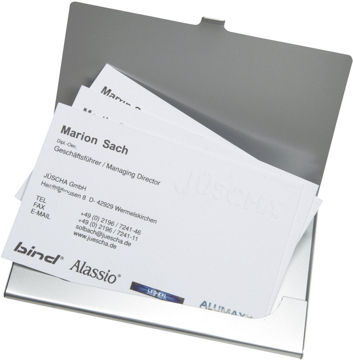 *visitekaarthouder Alassio 9,3 x 6 x 0,5 cm matt zilver