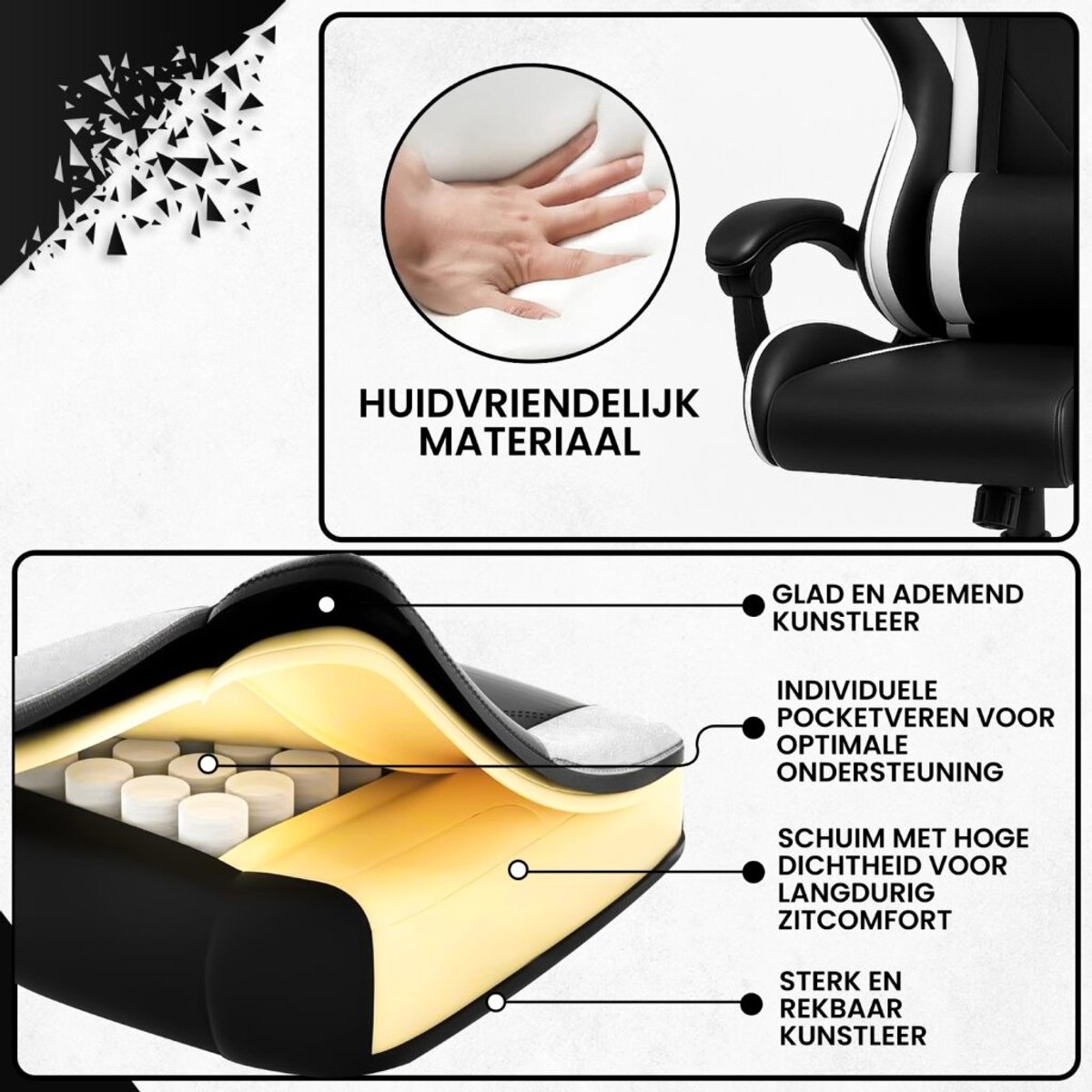 Bayt Gamingstoel - Ergonomische bureaustoel met intrekbare voetensteun