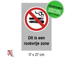 Pictogram/ bord Dibond | "Dit is een rookvrije zone" | 17 x 27 cm | Elektronisch roken | Vape | Dampen | Duurzaam | Roestvrij | Rook verbod | 1 stuk