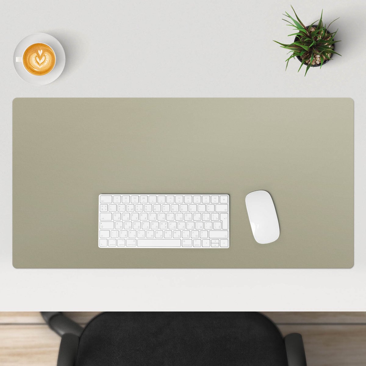 Wallfluent - Gedroogde olijven Bureau Onderlegger - 90x45 cm - Lichtgroen Bureau Pad - Pastel- en aardse kleuren Bureau Onderlegger Groot - Onderlegger Bureau - Kantoor Decoraties - Bureauonderlegger Groot