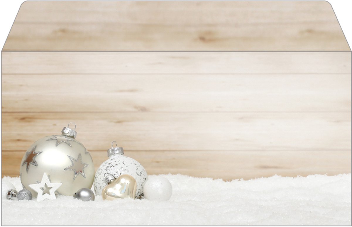 sigel kerstvouwenvelop Gezellige Kerst, 110 × 220 mm, houtoptiek beige & wit, 50 stuks