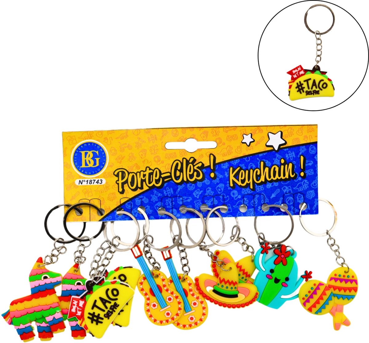 Sleutelhangers Piñata – Kortingset van 12 stuks – Mexicaanse Fiesta Tashangers – Uitdeelcadeau & Traktatie