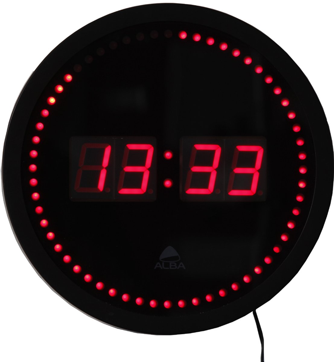 ALBA wandklok HORLED, quartz uurwerk, van kunststof, zwart