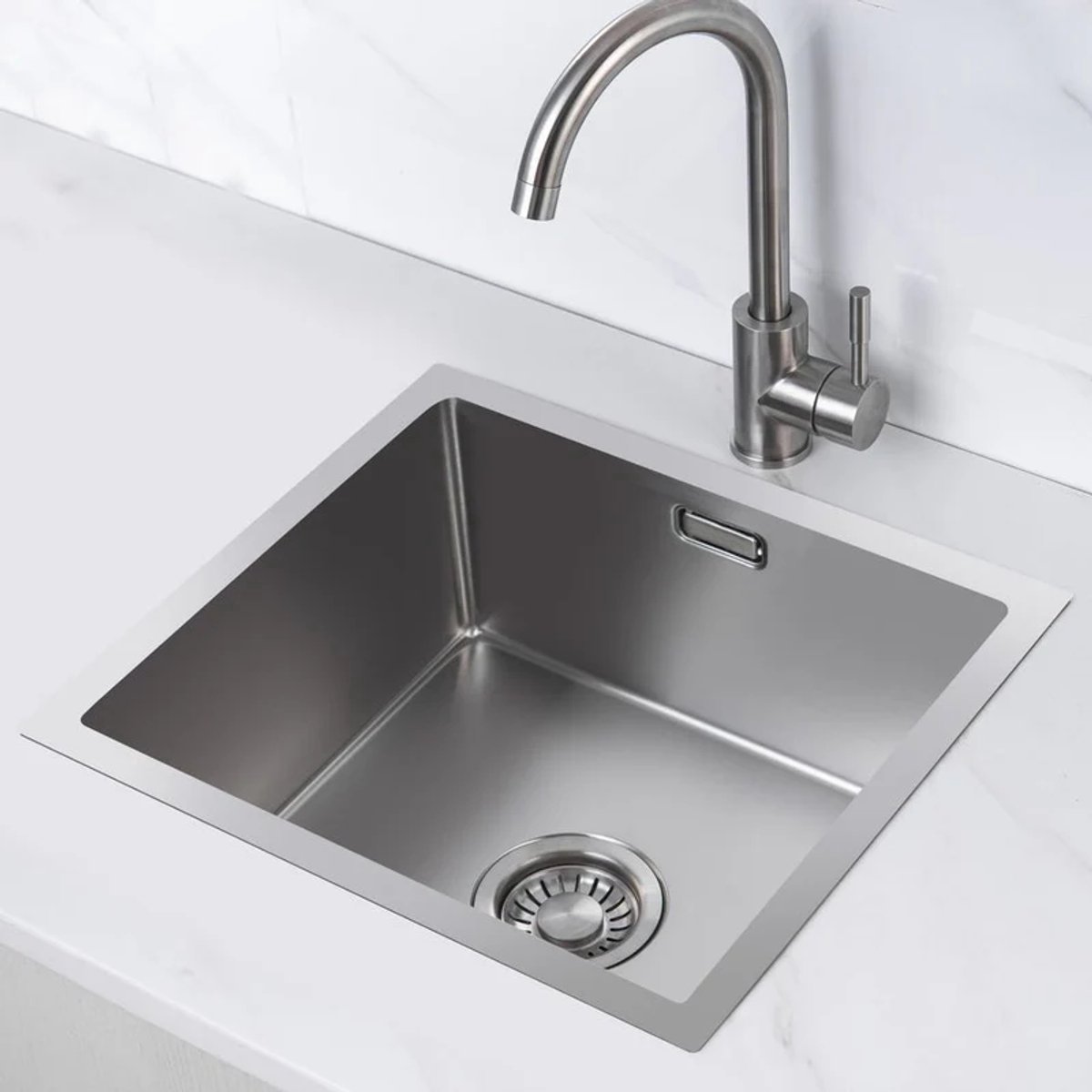 Nurion Spoelbak RVS 28,5 x 34,5 – Spoelbak Keuken - Spoelbakken Keuken – Wasbak Keuken - zonder Kraangat