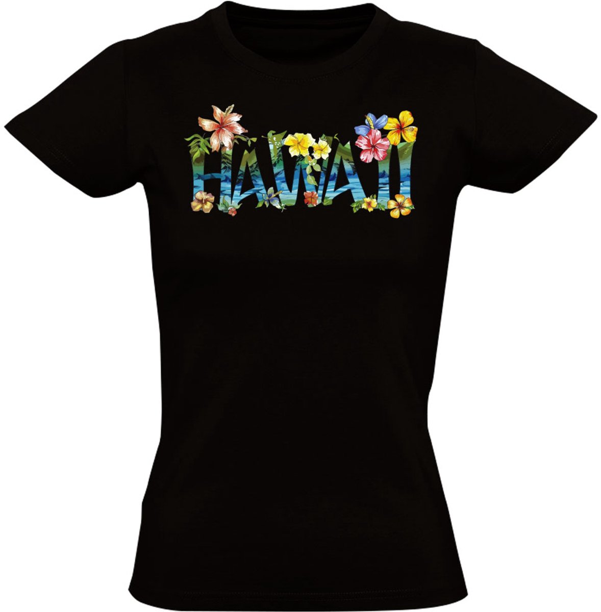 Hawaii Dames T-shirt bloemen tropisch vakantie strand