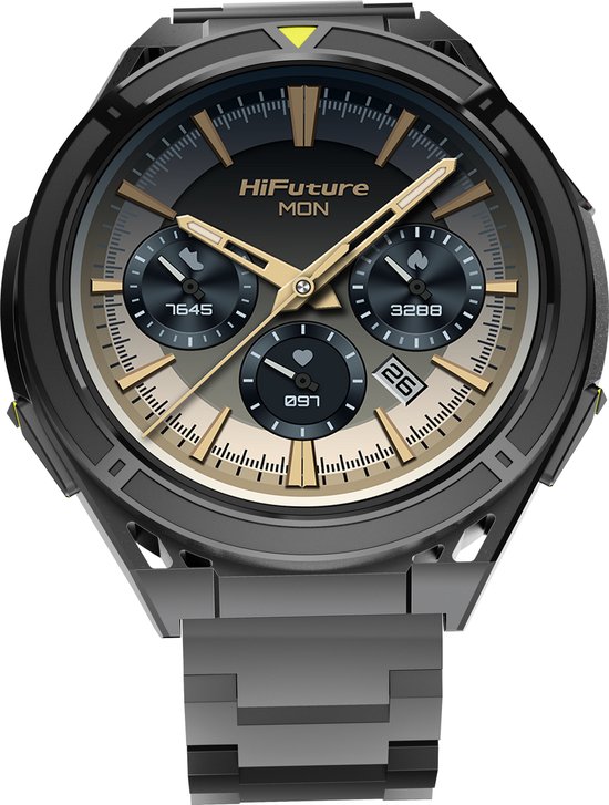 HiFuture Active Smartwatch - Zwart/Geel - 1.43" amoled scherm - GPS - Kompas - Hoogtemeters