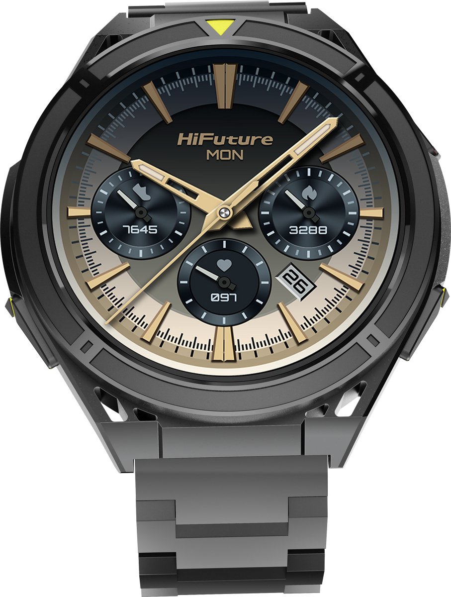 HiFuture Active Smartwatch - Zwart/Geel - 1.43" amoled scherm - GPS - Kompas - Hoogtemeters