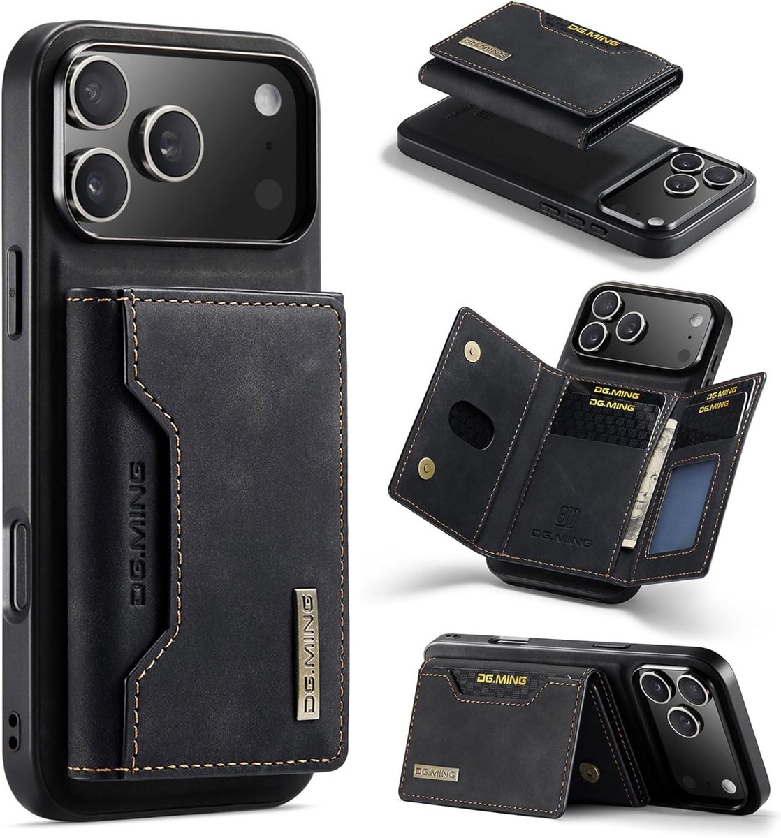 Zandarix Geschikt voor Apple iPhone 17 Air - Kaartenvak - Portefeuille - Back Cover Hoesje - Zwart