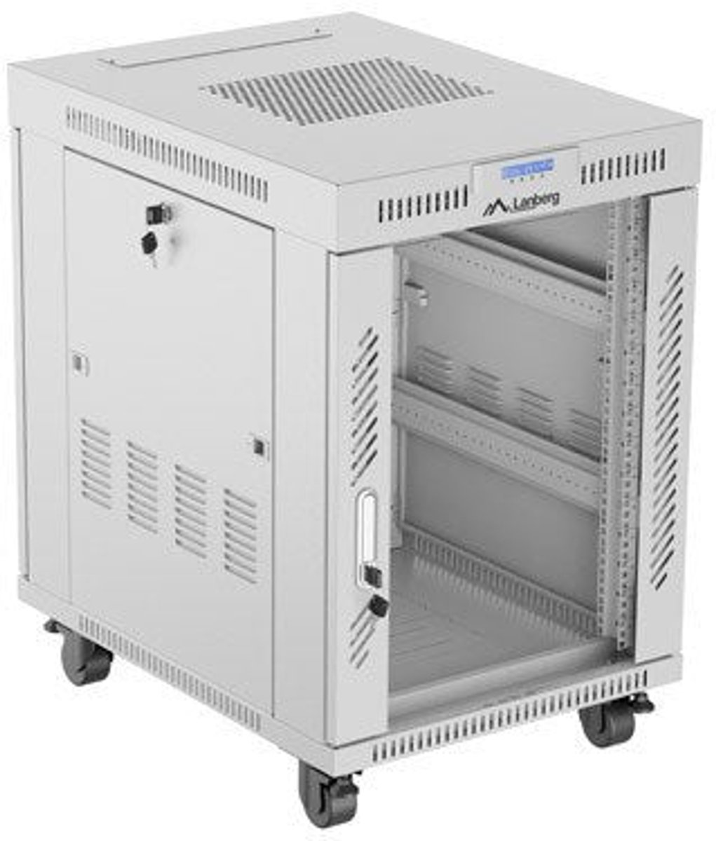 FLOOR-STANDING RACK CABINET 19 15U 600X800 GREY LCD GLASS DOOR LANBERG (FLAT PACK) V2
