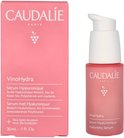 Roze Caudalie doosje en flesje met pompdispenser. Bevat VinoHydra Hyaluronic Serum.