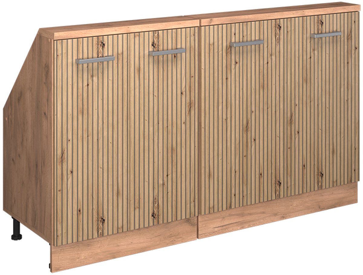 Vicco R-Line Keukenkast voor schuine wand – 140 cm Set van 2 Artisanaal eiken/Goudkraft eiken Artisanaal eiken/Goudkleurig Eiken