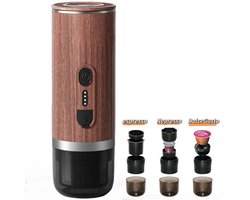 3-in-1 Draagbare Koffiemachine – Snelle waterverwarming -Voor capsules & gemalen koffie – USB-C oplaadbaar – 80ml Reservoir-Volautomatisch espresso apparaat – Italiaans design – Voor buiten & in de auto-Koffie