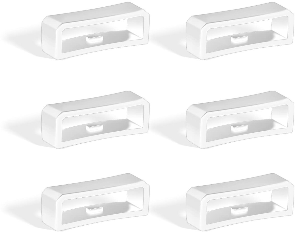 6st Horlogeband Houder Lus 20mm, Siliconen Horlogebandhouder Houder Vervanging Horlogebevestigingsringen voor Smartwatchband Polsband (Wit)