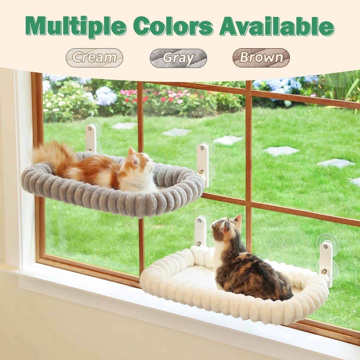 Kattenbed - 1stuk huisdierbed - Kattenraamzitstok - Metalen frame met vierzijdige kussens - Superzacht - Machinewasbaar bed - Pluche hek - Huisdierbenodigdheden - Raamhangmat voor grote katten en kittens - Draagvermogen 15 kg - 30 x 52 cm - Wit – foto 4