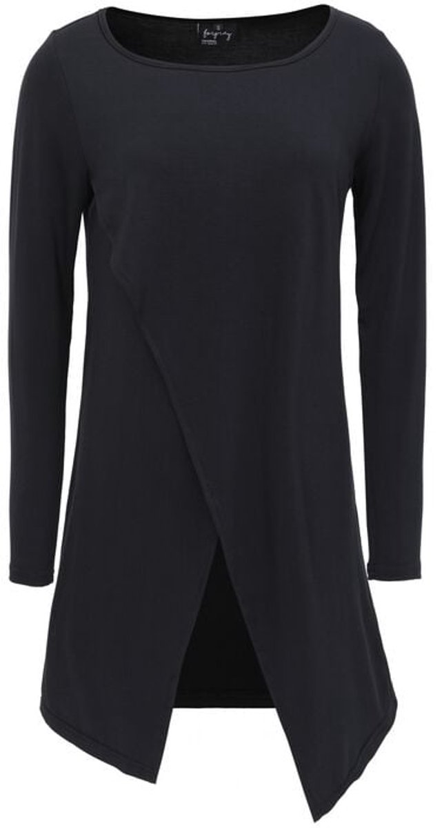 Forplay Long Asymmetric Longsleeve Dames Shirt met lange mouwen - zwart - XL