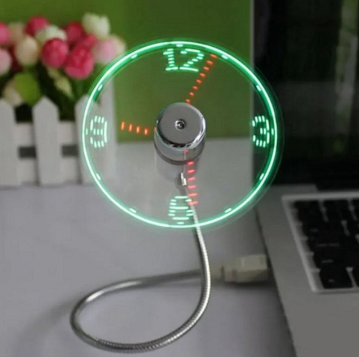 Usb Gadget Duurzaam Verstelbare Mini Flexibele Fan Led Light Usb Fan Tijd Klok Laptop PC Klok Luxe Tijd Display