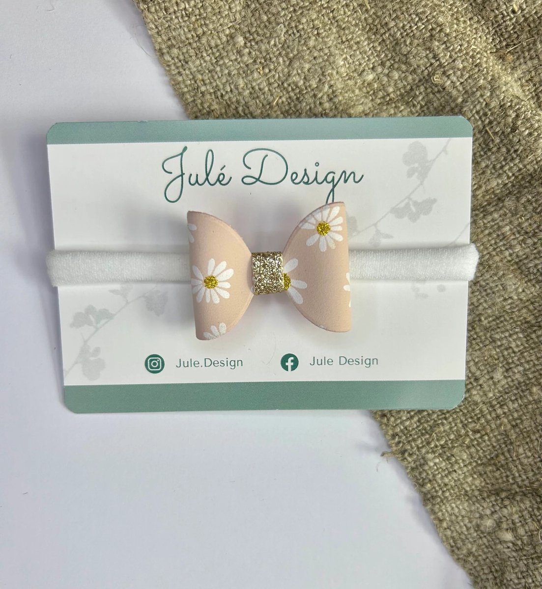 Julé Design haarbandje Iris strik roze / wit