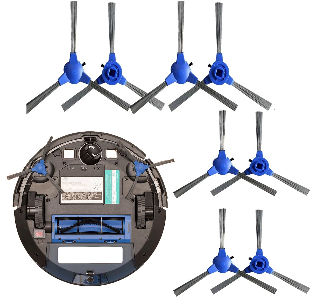 Zijborstel - Geschikt voor Eufy ROBOVAC 11S - MAX15C - 15C - MAX12 - 30 - 30C - 5C - G10 - G30 - Onderdelen Accessoires - vervanging - Reserveonderdelenset - 8 stuks
