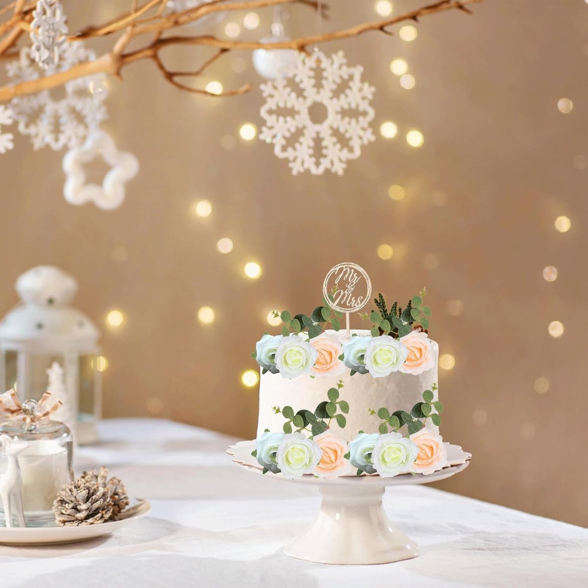 Taartdecoratie bruiloft koppel op fiets