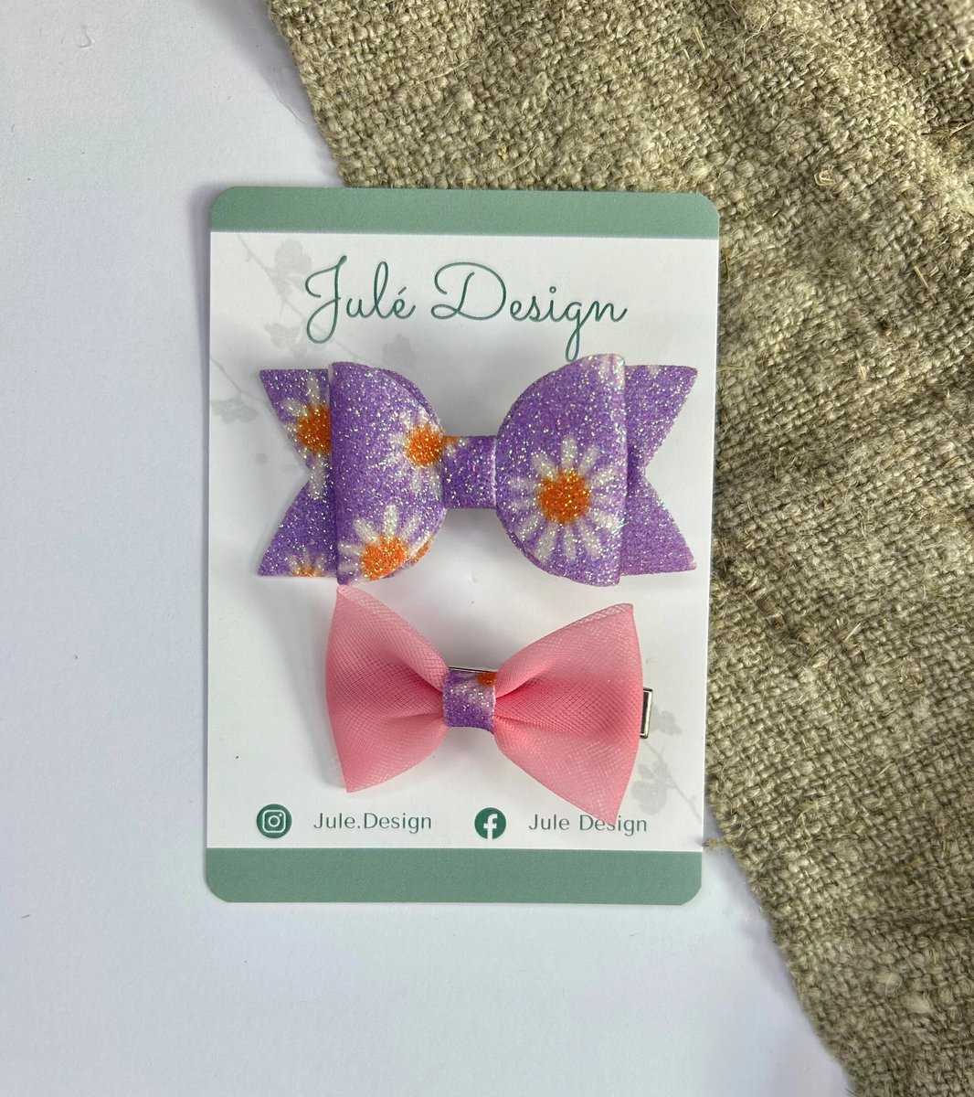 Julé Design haarspeldjes Tess roze / paars strik