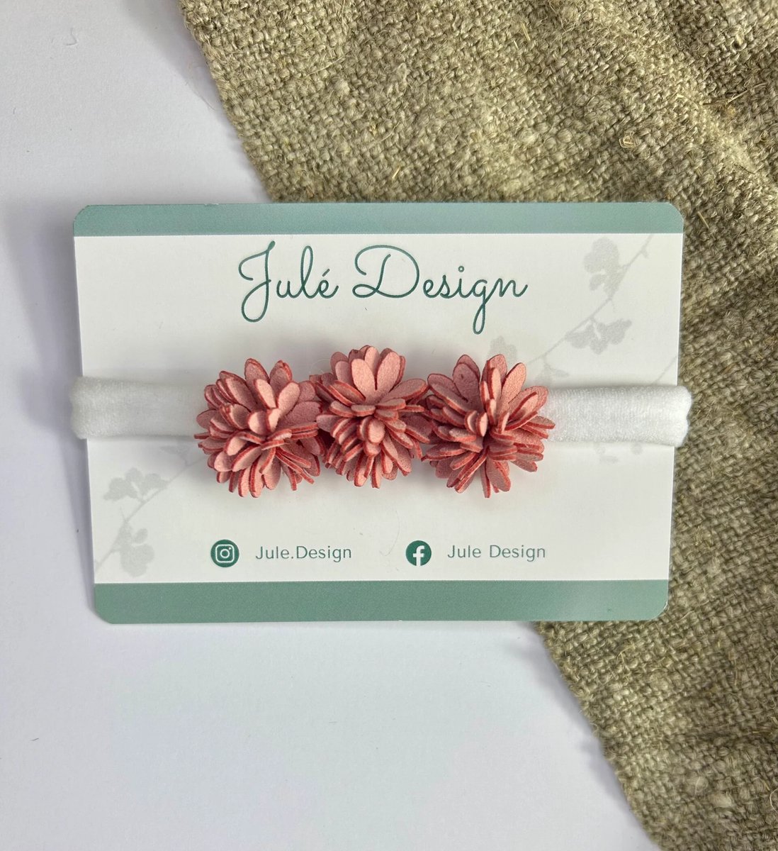 Julé Design haarbandje Ivy roze bloem