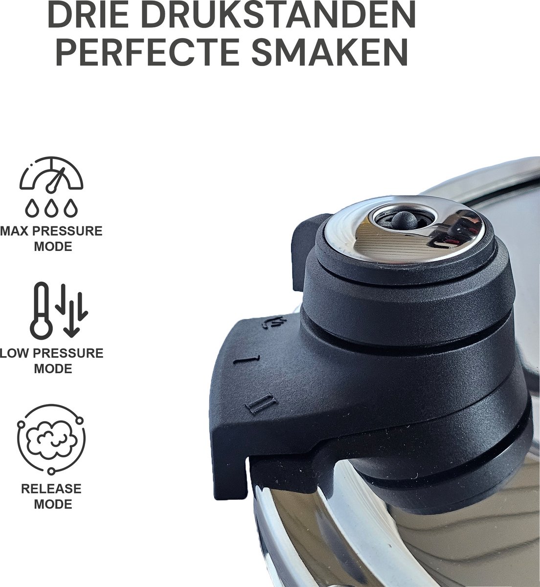 Royal Swiss® snelkookpan 8Liter – Pressure Cooker RVS – slowcooker inductie – foto 4