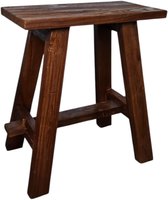 Kruk Teak 40cm Walnoot | Handgemaakt Bankje uit Gerecycled Hout Indonesië