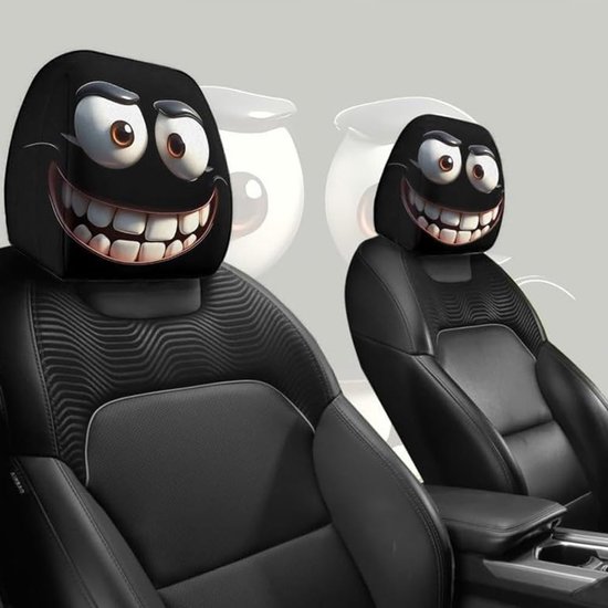 Daity Grappige cartoon auto hoofdsteunhoezen - 2-delige universele, schattige hoofdsteunbeschermers met grote ogen, auto-interieuraccessoires, dubbelzijdige decoratie voor auto's, vrachtwagens en bestelwagens, geschikt voor Halloween en Kerstmis（D） van Merkloos — afbeelding 3