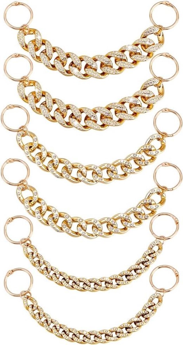 Allecto plus Gouden Schoen Charms Kettingen met Kristal Set van 6 Bling Strass Schoen Accessoires in 3 Stijlen Glanzende Mode Voor Volwassenen Klomp Sandalen