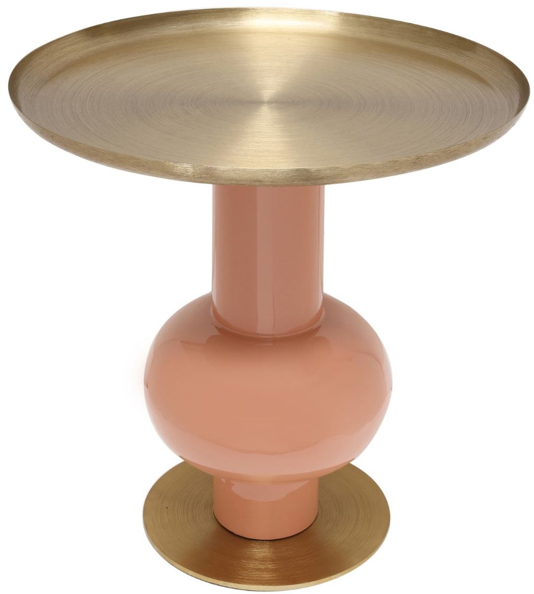 Floraya - Bijzettafel Art Deco - Perzik/Goud - 50x50x50 cm - 100% metaal - Design bijzettafel