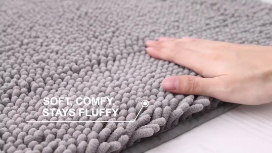 Badmat antidérapant Olanly - Tapis de douche - Tapis de Badmat - Tapis de sol - Tapis de bain en chenille - Grijs - 61 x 120 cm