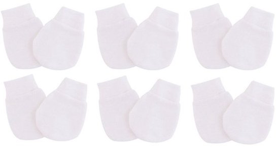6 Paires - Mitaines anti-rayures Bébé - Wit - 0-2 mois