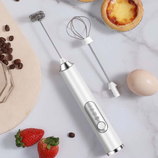 1stuk - Melkopschuimer - Draadloze melkopschuimer - Oplaadbare elektrische melkopschuimer - Geschikt voor cappuccino, latte en beslag - 2-in-1 keukengadget - Koffieaccessoires - Keukengadgets - wit van K☕️FJE! — afbeelding 4