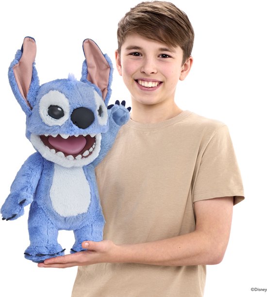 WoW Stuff Disney Stitch Interactieve Knuffel 45 cm - Bewegende Stitch Pop met Geluid - Real FX Puppetronic Animatronic