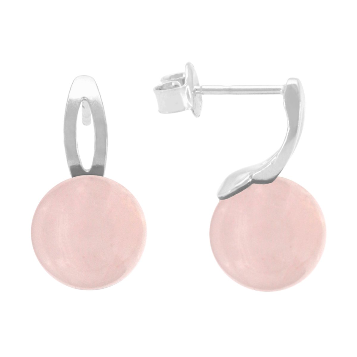 ARLIZI 2419 Oorbellen rozenkwarts oorsteker - sterling zilver - 19 mm