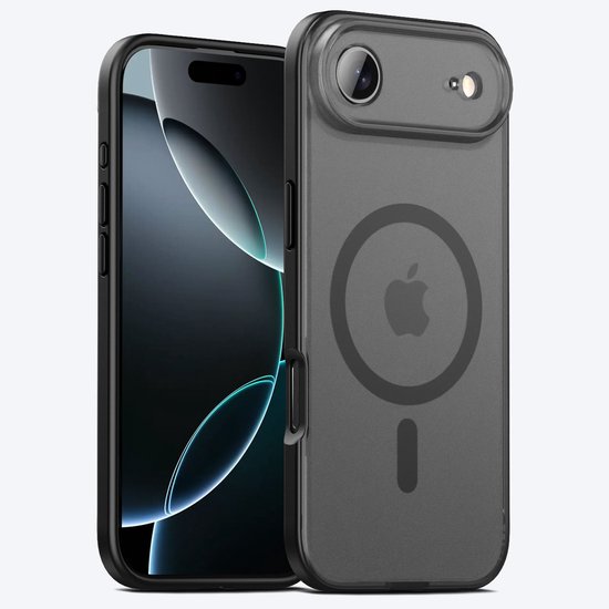 Coque IYUPP compatible avec iPhone 17 Air - Compatible MagSafe - Coque arrière antichoc - Zwart mat transparent