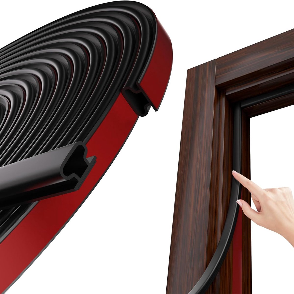 Tochtband - Weerstrip - zwarte - D-vormige rubberen afdichtingsstrip voor deuren/ramen - zelfklevende geluidsdichte weerstrip - voor deurkozijnen en raamisolatie - 20 ft - Voor 3-6 Mm Opening - Pvc-Afdichting