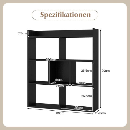 FirFurd Bookcase 7 Layers Bookshelf White Living Room Bookcases Freestanding Display Shelf Tall Shelving Unit for Home Office 60 * 23.5 * 210cm