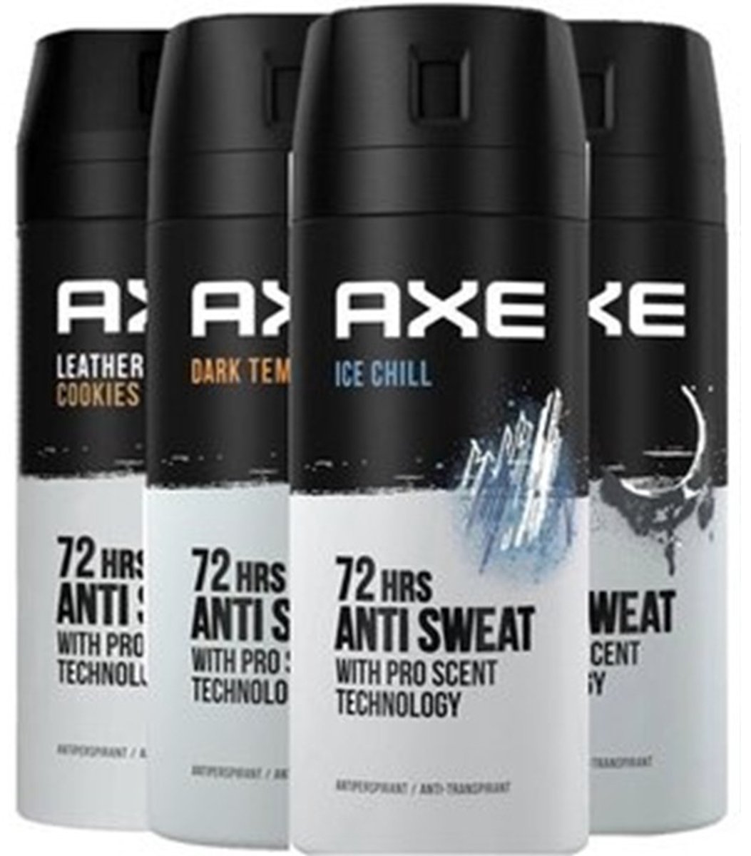 AXE Deo Spray 72H Dry - Set - Leather Coockies / Dark Temptation / Ice Chill / Black - Anti Transpirant - No Sweat