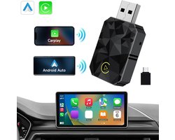 Mini 2-in-1 Android Auto draadloze adapter en CarPlay draadloze adapter voor iPhone, Plug And Play voor iPhone iOS 12+ / Android 11+