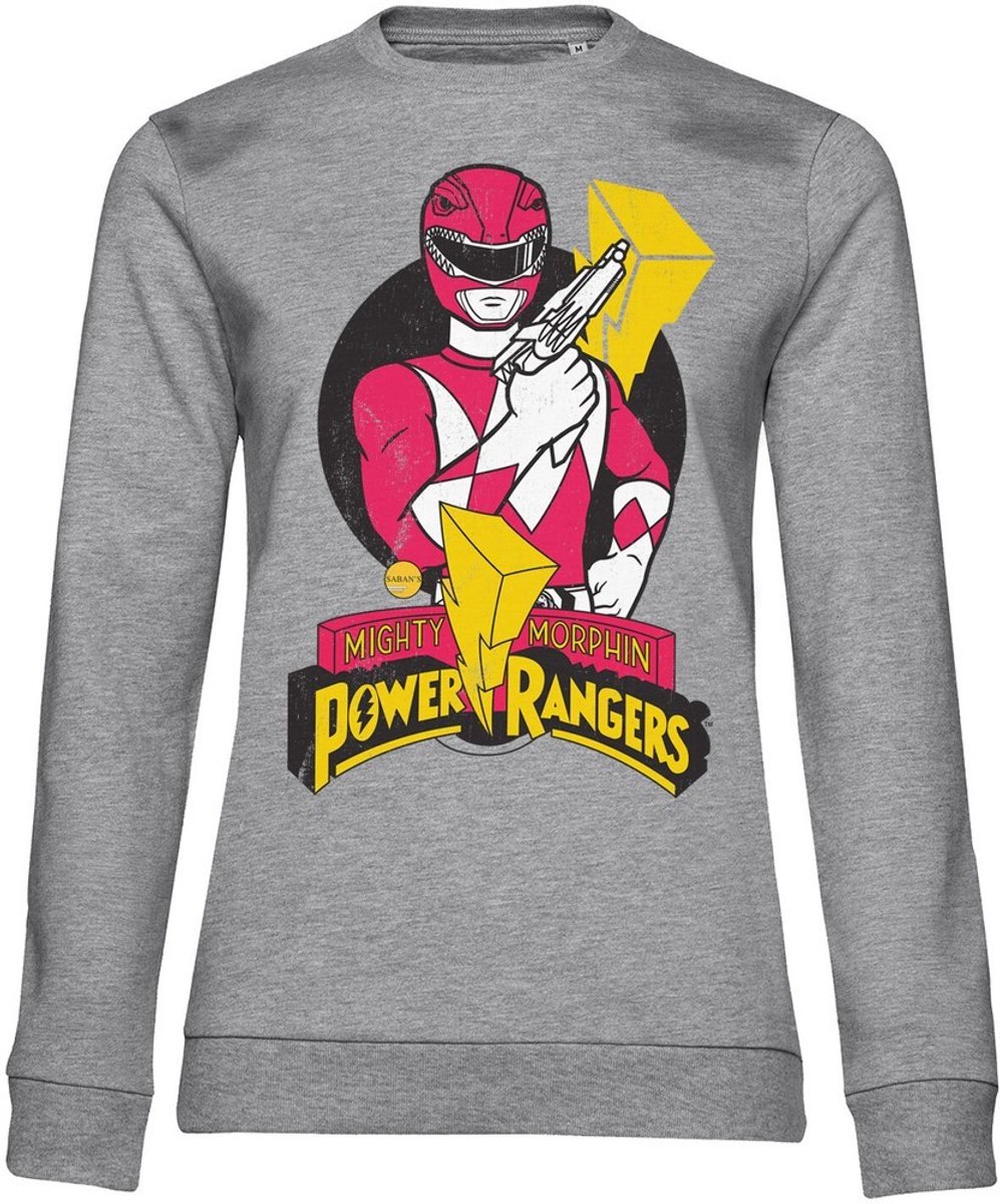 Power Rangers - Red Ranger Pose Girly Damen Sweatshirt Heathergrey-2XL
