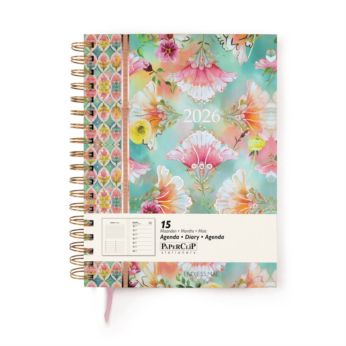 Endless Mae Pastel Petals Bureau Agenda 2026 - 17,5x24,5 cm - Bloemen & Pasteltinten