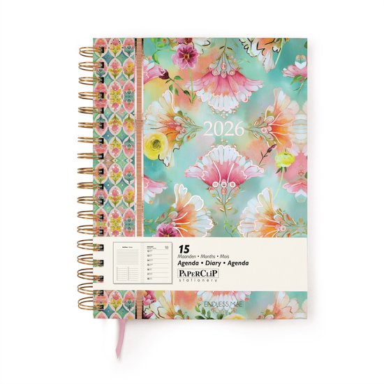Endless Mae - 2026 - Bureau Agenda - Pastel Petals - 15 Maanden