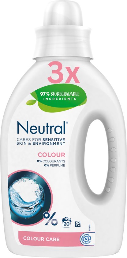 Neutral Vloeibaar Wasmiddel - Kleur - voor de gevoelige huid - 3 x 20 wasbeurten - Voordeelverpakking