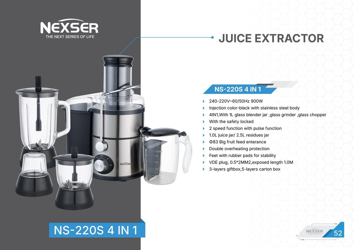 4-in-1 Juicer Machine 900 W met RVS Blades en Brede Vulschacht – Elektrische Juicer voor Groenten en Fruit, 3,5 L