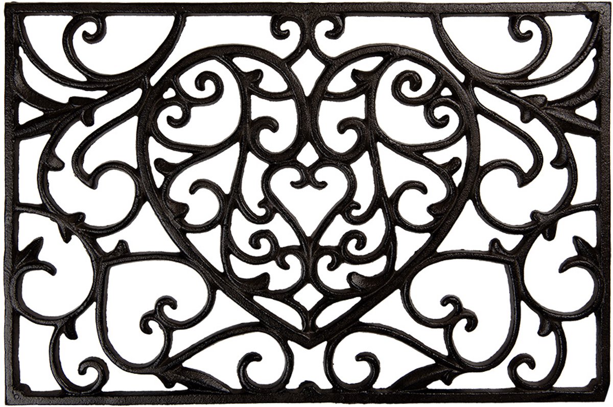 Clayre & Eef Deurmat Hart 59x39x2 cm Bruin Metaal