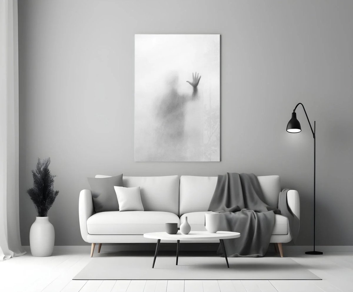 Glasschilderij Despair – Modern Wanddecoratie op Glas – Abstract Kunst – Hoge Kwaliteit – Voor Woonkamer of Kantoor - 90x60 cm