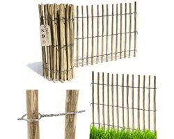 be4nature Hazelaar Kastanje staketenzaun 5m x 120cm hoog 12-14cm rolhek houten tuinhek borderhek decoratief tuinhek hondenhek kippenhek erfafscheiding tuinafscheiding
