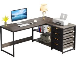 Hoekbureau Dublin - Computerbureau - 150cm - Grijs - Voor thuis of werk - Hout en metaal