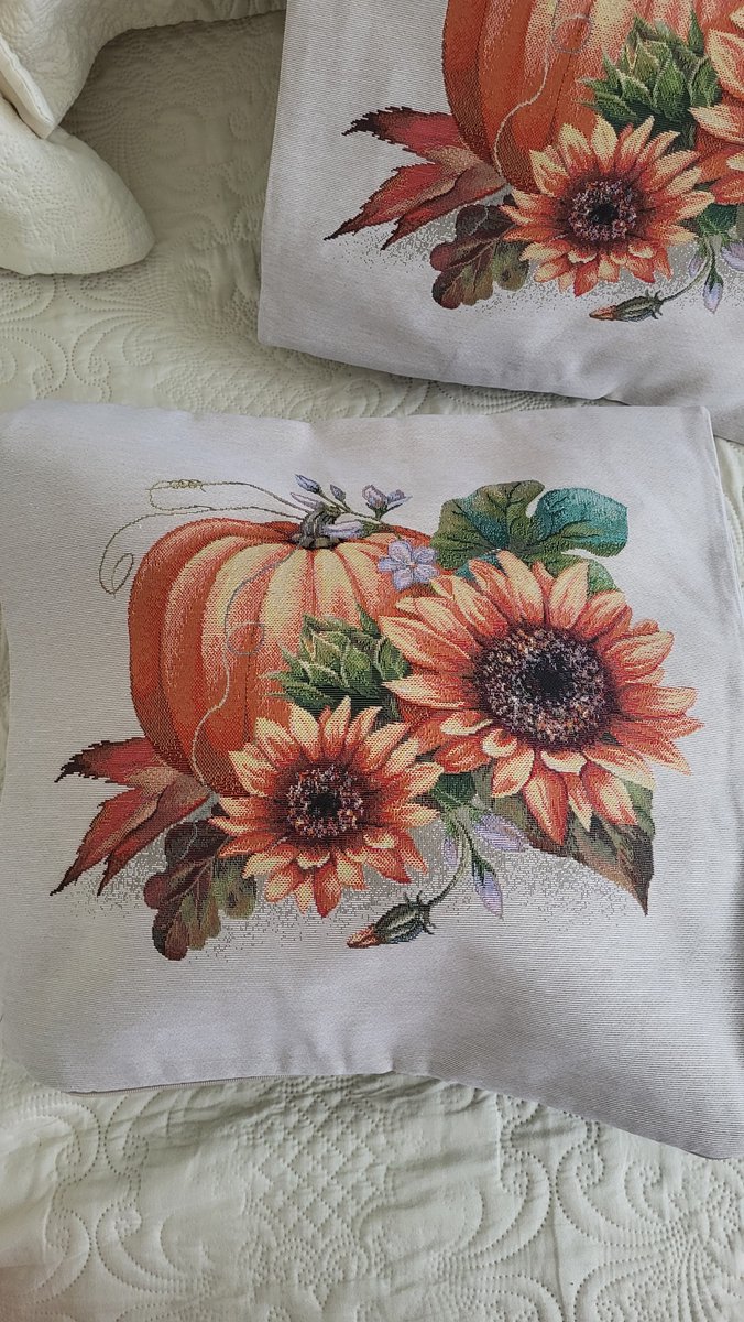 Kussenhoes Gobelinstof Herfst Autumn Pompoen met rits 45*45cm